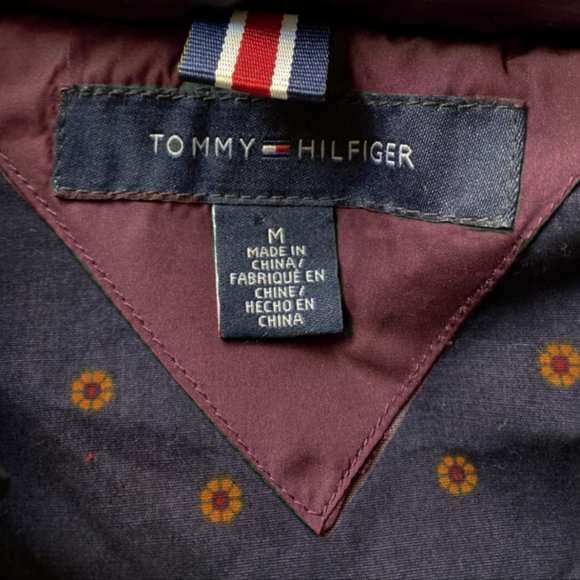 NEW $169 Tommy Hilfiger Down Puffer Vest! L Purple & Navy Stripe Floral Lining - Picture 3 of 3